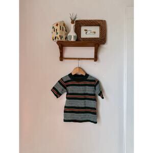 vintage Argo high collar green and orange stripped short sleeve - fits size 3